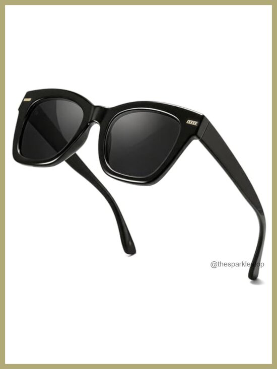 Retro Oversized Square Sunglasses for Women Polarized U400 Protection
